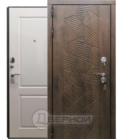Входная дверь «Император МДФ/МДФ» Коричневый камень/белый глянец